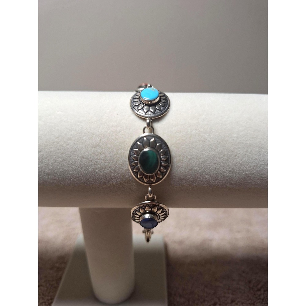 Southwestern turquoise bracelet malachite lapis spiny oyster stone missing